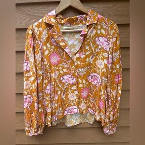 Jen's Pirate Booty Gold and Pink Long Sleeve Blouse